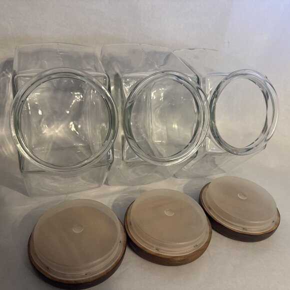 Vintage Hexagon Glass Merchant Canister Candy Cookie Jar Apothecary Set Of 3 - Picture 6 of 7